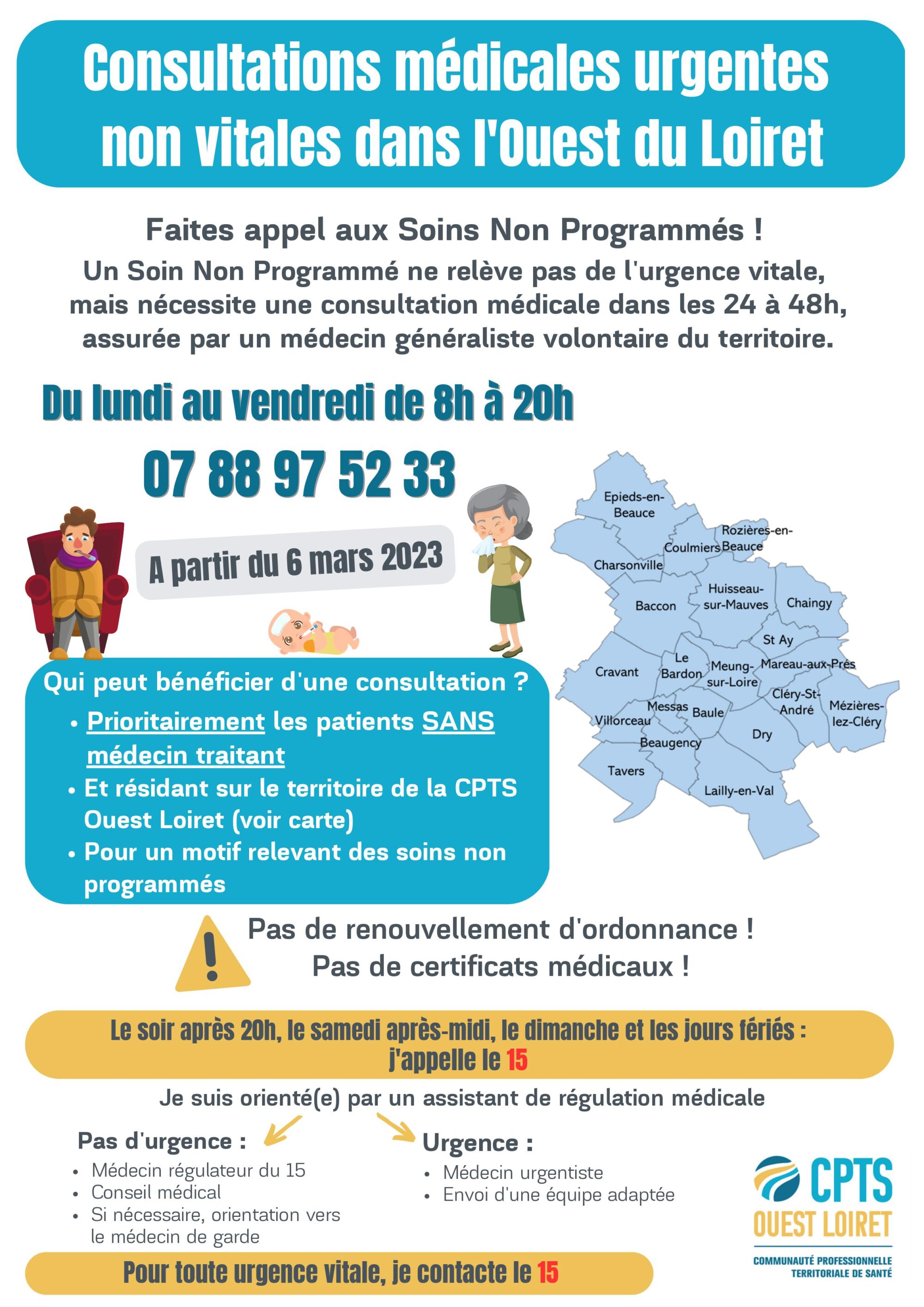 ACTUALITES_Consultations non programmées_Affiche SNP_CPTS Ouest Loiret